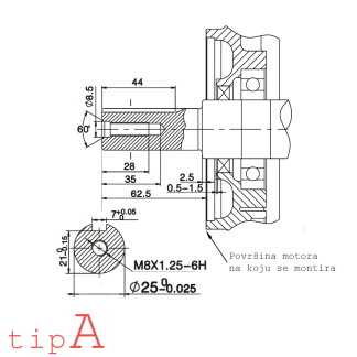 Motor LONCIN G390FD 389cm3 tip-A D=25mm L=62cm elektrostart