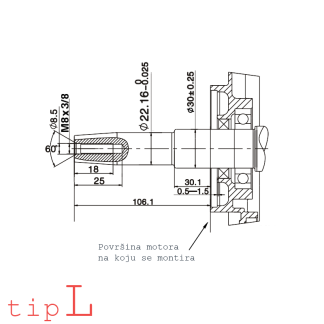 Motor LONCIN G390FD 389cm3 tip-L D=22mm L=106cm konus elektrostart