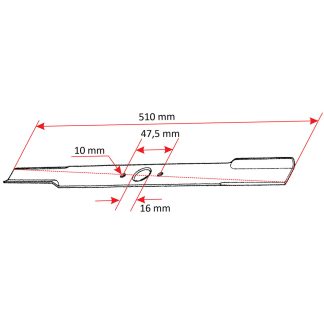 Nož kosačice L 510 mm fi 16 mm Husqvarna