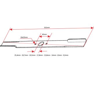 Nož kosačice L 552 mm univerzalni GATOR THORP