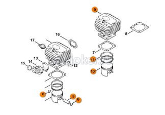 Cilindar sa klipom 038 MS 380 52mm STIHL