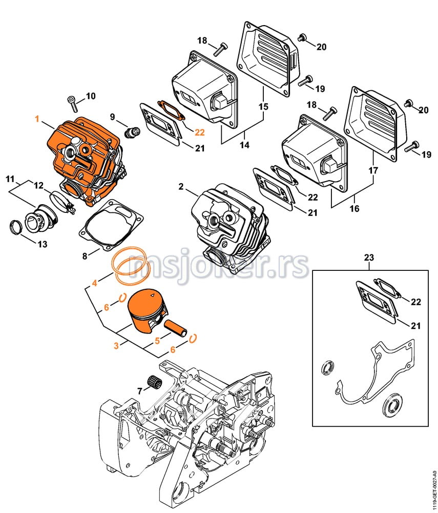 Cilindar sa klipom MS 382 52 mm STIHL