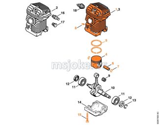 Cilindar sa klipom 025 MS 250 42.5 mm STIHL