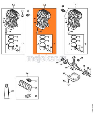 Cilindar sa klipom 023 MS 230 40 mm STIHL
