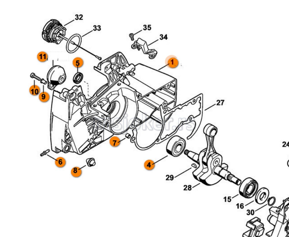 Kućište motora MS 461 Levo STIHL